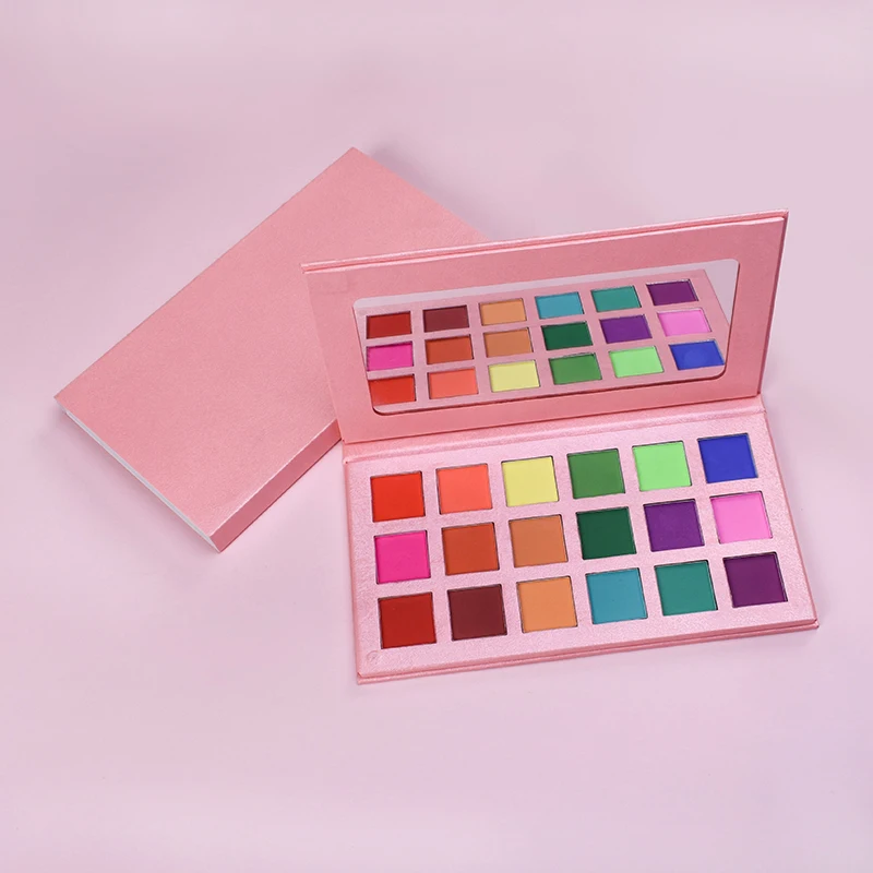 Hot Selling Makeup Pink Packaging 18 Color Eyeshadow With No Logo Waterproof Matte Eyeshadow Palette
