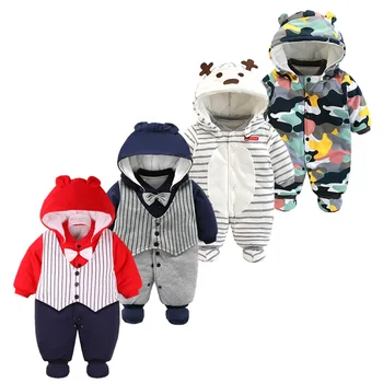 

Newborn Baby Winter Romper Fashion Cotton Padded Thick Baby Boy Girl Warm Jumpsuit Baby Hooded Outwear Climbing Clothes
