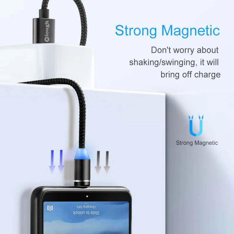 Elough Магнитный зарядный Micro USB кабель зарядное устройство для iPhone Xiaomi Мобильный телефон Магнит USB зарядное устройство Тип C кабель Шнур El360