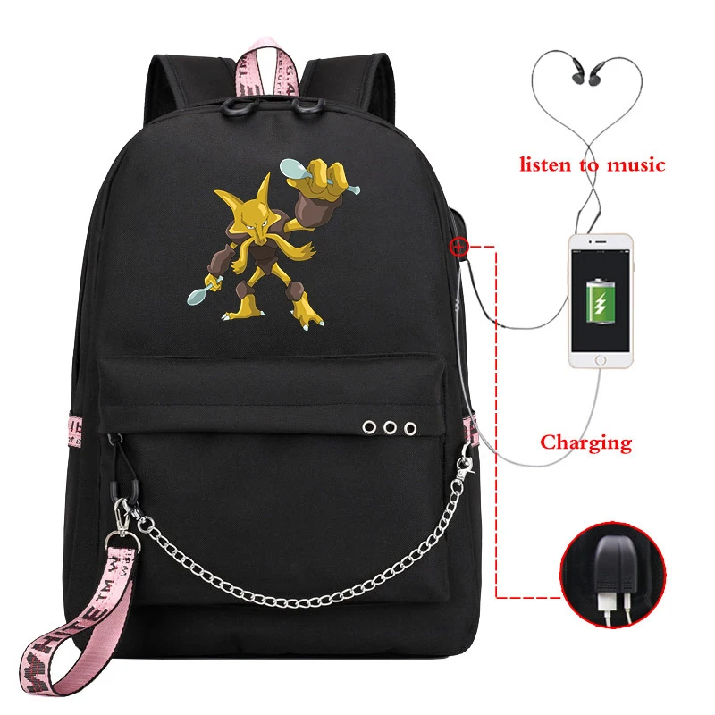 Mochila Pokemon Mewtwo Arcanine Cute Backpack for Women School Bags for Teenage Girls Usb Charge Laptop Backpack Travel Backpack