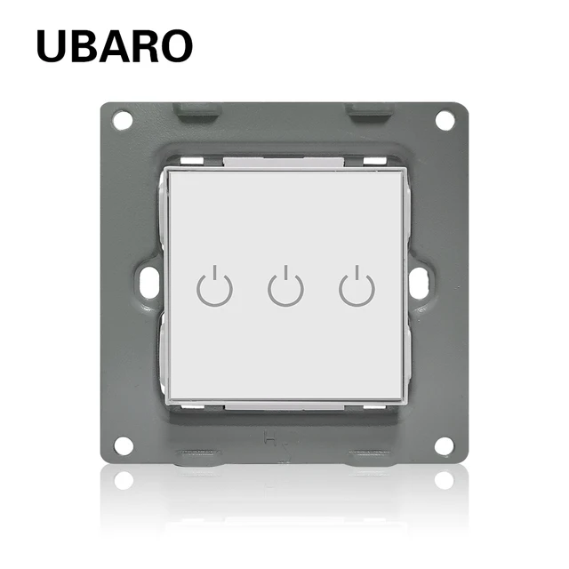UBARO EU Standard Tempered Crystal Glass Panel Wall Light Touch Switch With Socket Electrical Outlet And UBARO EU Standard Tempered Crystal Glass Panel Wall Light Touch Switch With Socket Electrical Outlet And Sensor Button 220V