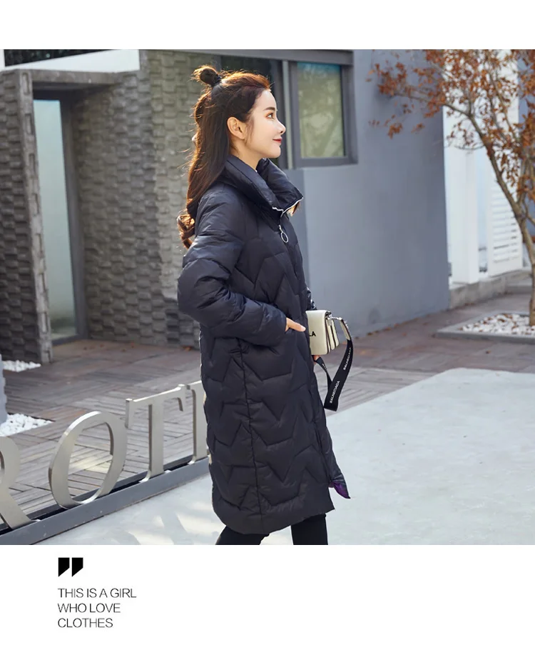 Cotton-padded Clothes/Cotton Coat Winter Hooded Zipper Long Sleeve Mid-length Warm Comfortable Fashion Photo Shoot
