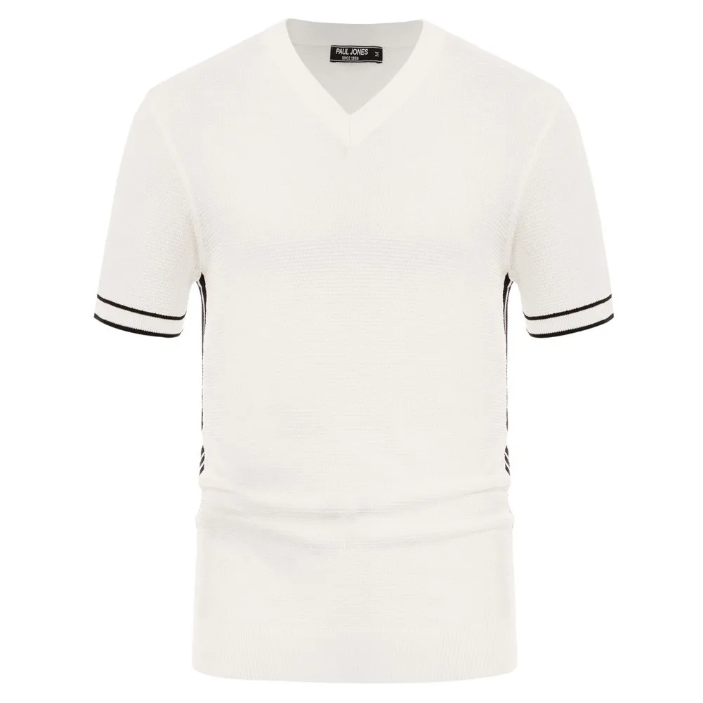 Для мужчин вафельный рельефная футболка Летняя с короткими рукавами v-образное