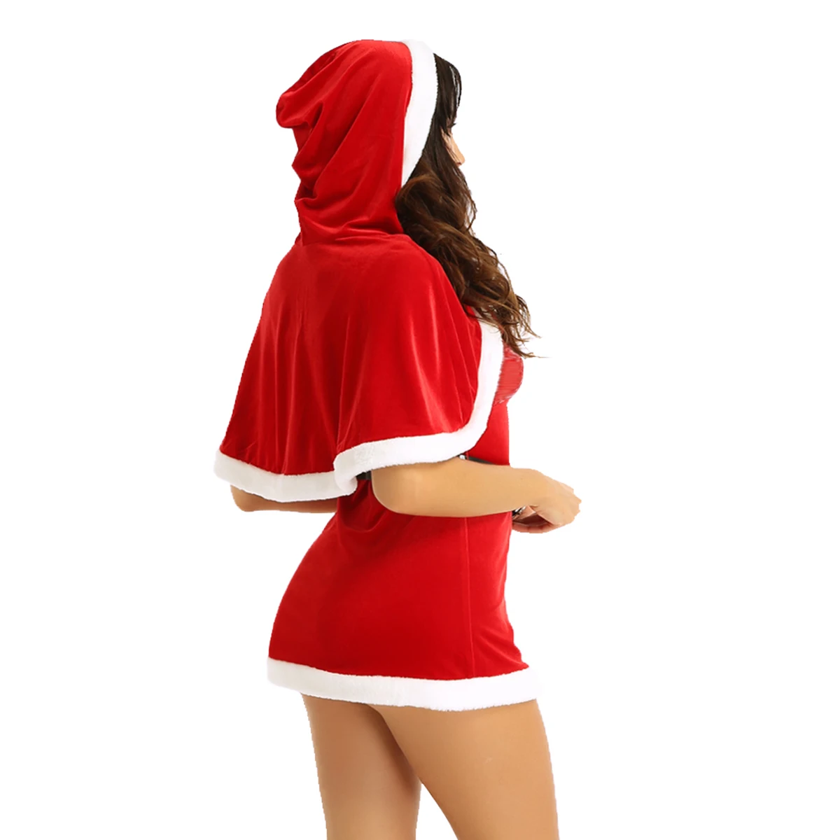 Для женщин женские Рождество; нарядное платье; костюм фотографии Mrs Claus с рождественским принтом в виде Санты, одеваются пайетками лиф платье с капюшоном накидка, пояс