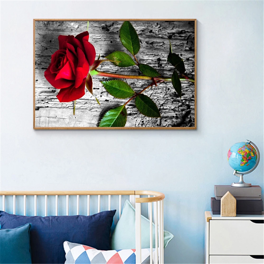 Flowers Poster Nordic Red Rose Canvas Pink Wall Pictures for Living Room Bedroom Rustic Home Decor Floral Modern Decoration | Дом и сад