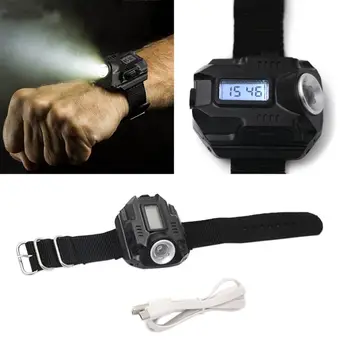 

Wrist Watch Light Flashlight USB Rechargeable SOS Function Torch for Outdoors T8WE