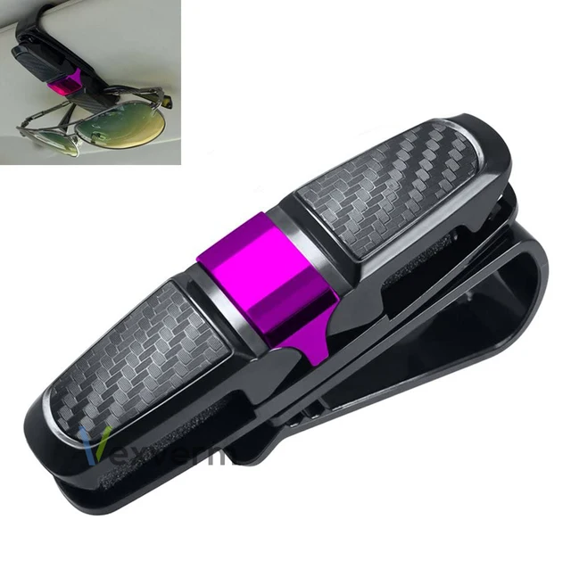 Vexverm Car Sunglasses Holder Portable Ticket Card Glasses Clamp Car Sun Visor Sunglasses Clip Box ABS Eyeglasses Case Rose Red