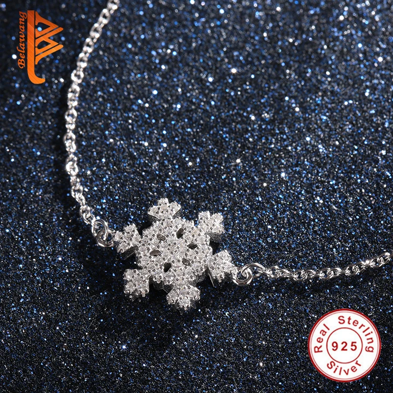 Goede 2019 Winter 925 Sterling Zilveren Kristal Armband Sneeuwvlok Charm Armbanden voor Vrouwen Dames Mode sieraden Christmas Gift