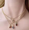 20Pcs, Wholesale Mini Gold Plated Colorful Zircon Sweet Cherry Strawberry Fruit Pendant Simple Charm Necklace for Jewelry making 2