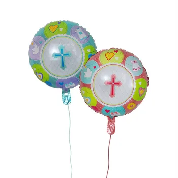

10pcs 18inch Round Cross Foil Balloons Baptism Christening First Communion Eucharist Jesus Religious Party Decoration Air Globos