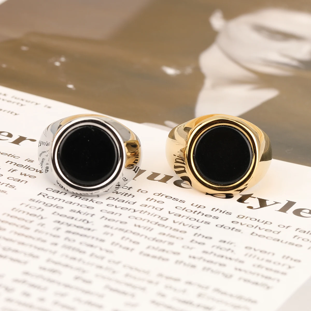 Stainless Steel Men Rings Fashion Gold Silver Color