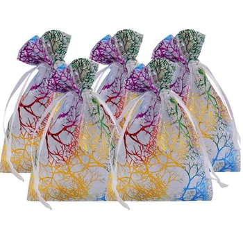

50Pcs Drawstring Organza Bags Jewelry Packaging Bags Wedding Party Candy Gift Bags Jewelry Storage Pouches Christmas Gift Yarn B