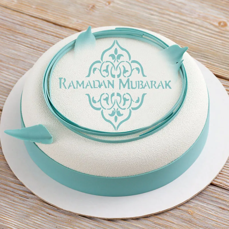 1Pc Ramadan Kareem Spray Stencils Birthday Cake Mold Decorating Tools Eid Mubarak Muslim Islamic Festival Party DIY Decorations