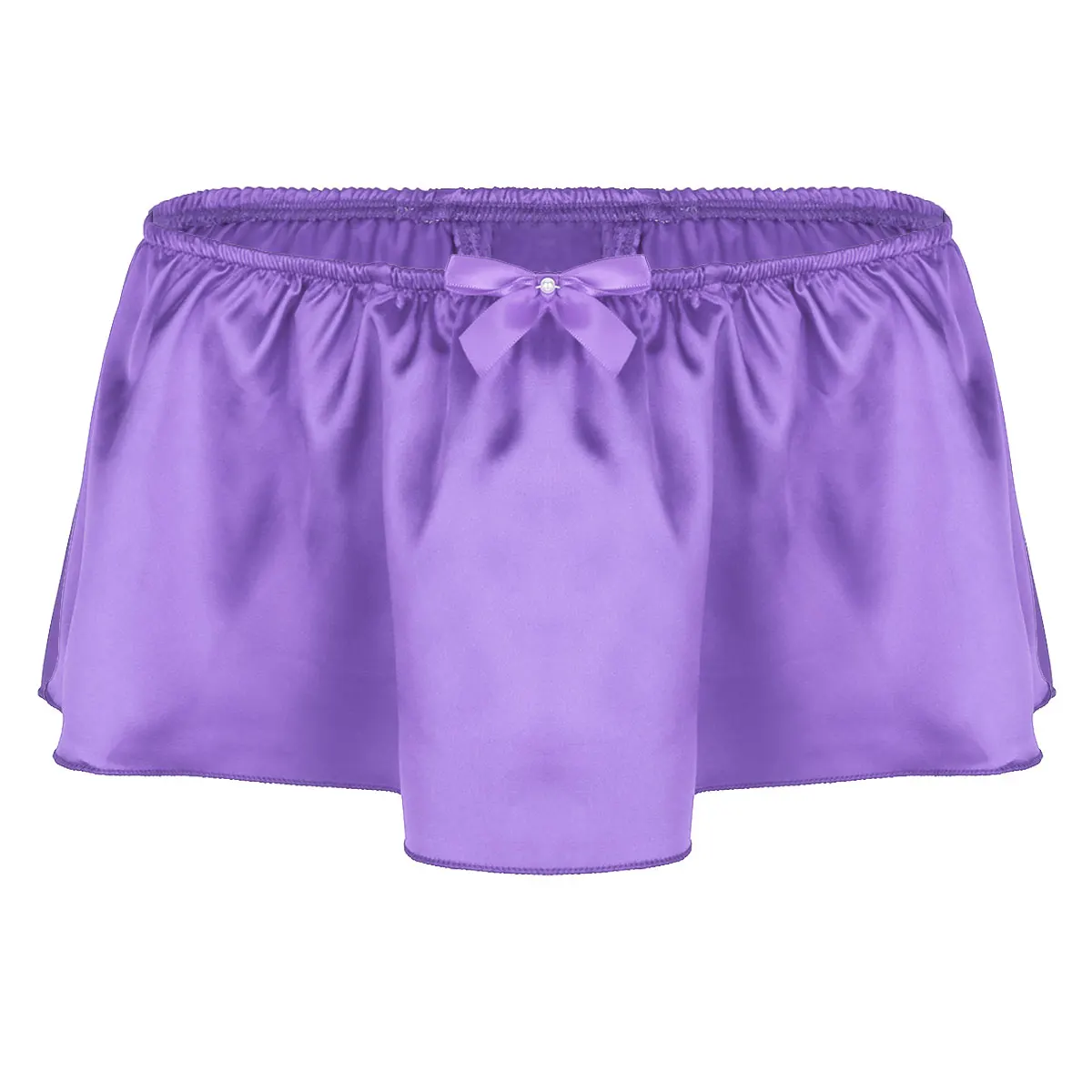 Men's Silk Satin Thong Sissy Crossdress Trunk Ruffled Skirted Panties mens silk pajamas short set
