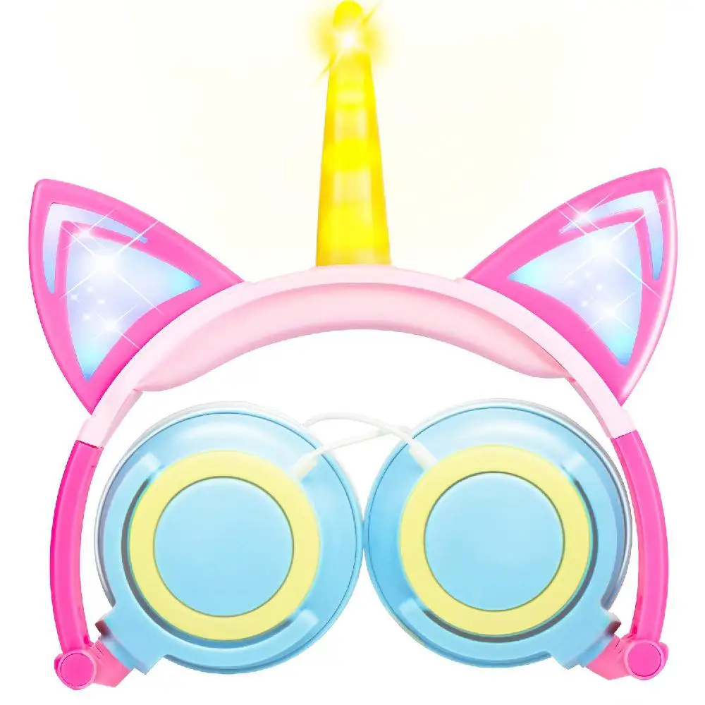 HobbyLane Cute Cat Ear Wired Headphone Adjustable for Boys Girls Tablet Kids Headband Earphone Foldable Over On Ear Game Headset