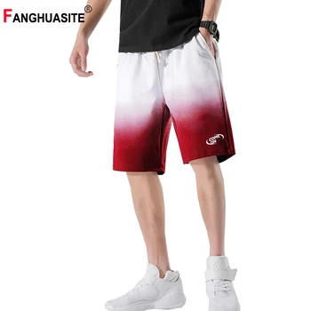 

2020 Men's Summer New Casual Pants Refreshing Breathable Hit Color Stitching Knee Length Pants Loose Straight Shorts Male DK7103
