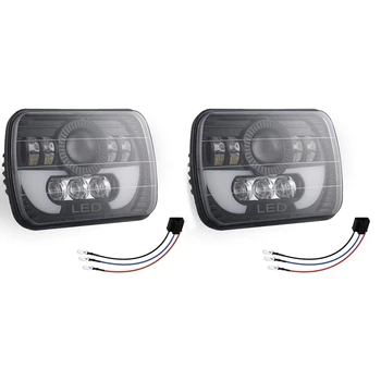 

DHBH-Waterproof LED Headlights 300W High Low Beam LED H4 Halo Turn Signal for Jeep Wrangler Toyota Pickup Truck Ford