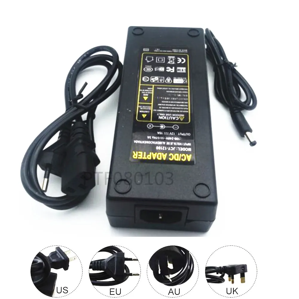 

12 В 10 A 10 A 120W DC EU/US UK AU адаптер питания трансформатор светодиодная ленсветильник