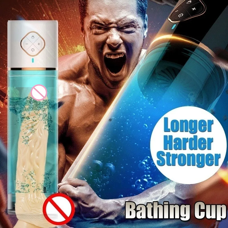Time delay exercise Sex Toy For Men Water Vacuum Massage Masturbator Cup Male Penis Enlargement Pump Smart Automatic Interaction