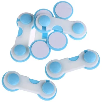 

Door Drawers Wardrobe Todder Baby Safety Plastic Lock Blue&White(6pcs)