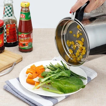 

1.3L 1.8L Stainless Steel Oil Filter Pot Leakproof Can Grease Tank Filter Lid Kitchen Oil Pot Strainer Oil Storage Container