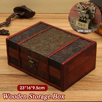 

Vintage Wooden Pirate Jewelry Storage Box Chic Handmade Treasure Chest with Lock Jewelry Bracelet Holder Makeup Organizer Gifts