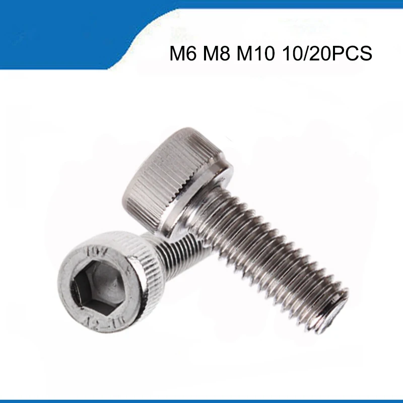 10/20 шт. M6 M8 M10 DIN912 304 Шестигранная головка из нержавеющей стали винт с головкой