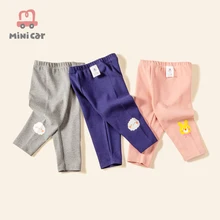 

MiniCar Baby Pants 2021 Knitted Candy Color Bottoms Outfits Toddler Girls Leggings Striped Casual Trousers