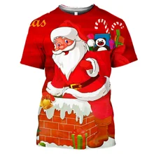 

Digital Print Santa Unisex T-shirt Cute Christmas Gift Snowman Top Women Men's Plus Size Harajuku Street Casual T-shirt Top
