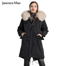 Новинка года; зимняя женская Настоящая меховая парка; модное длинное теплое пальто с воротником из лисьего меха; S7577