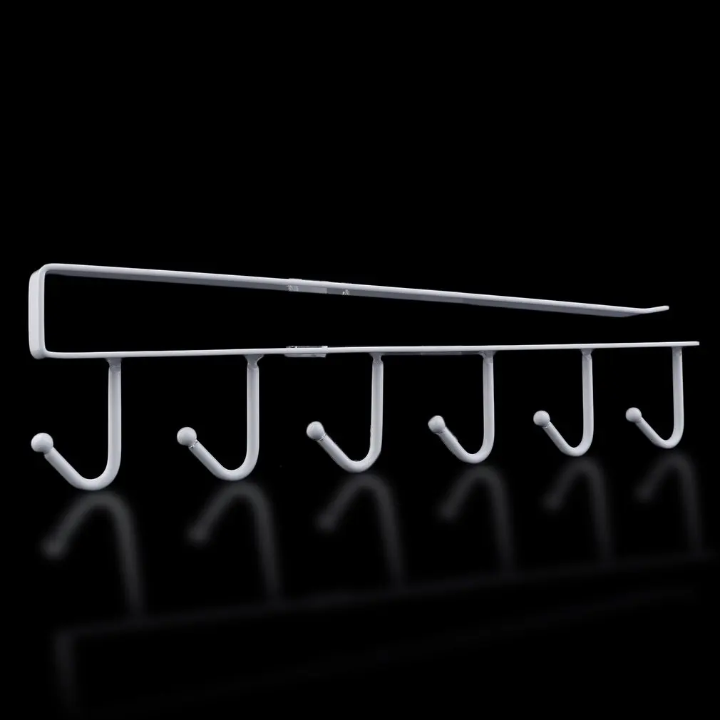 

U Type Design 6 Hook Rack Bathroom Kitchen Organizer Seamless Hanging Multi Hooks Wine Coffee Cup Storage Holder Dishes Racks