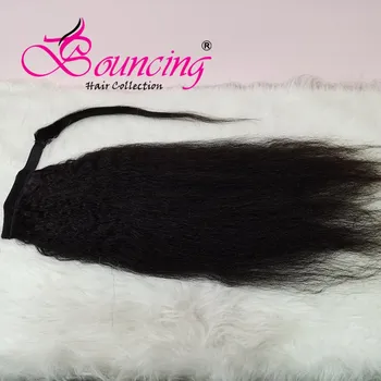 

Bouncing Brazilian Hair Kinky Straight PonyTail Remy Wrap Around Drawstring Ponytail Human Hair Ponytail Extensions Clip Ins