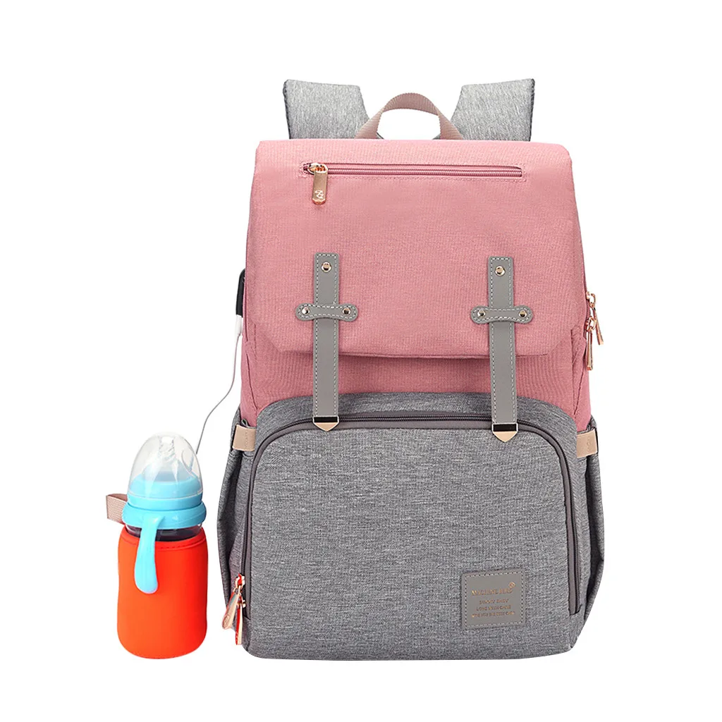 Сумка для подгузников с интерфейсом USB, Большой Вместительный рюкзак для путешествий, водонепроницаемый Набор сумок для подгузников, сумка для мам и мам - Цвет: LJF90924330PK