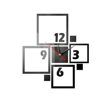 

European Style Art DIY Wall Clock Frameless 3D Sticker Battery Operated Home Office Fashion Removable Acrylic Mirror Modern Mute