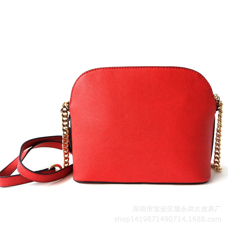 

Woman Package Cross Leather Bag 2019 Small Shell Package Single Shoulder Messenger Chain Package Handbag