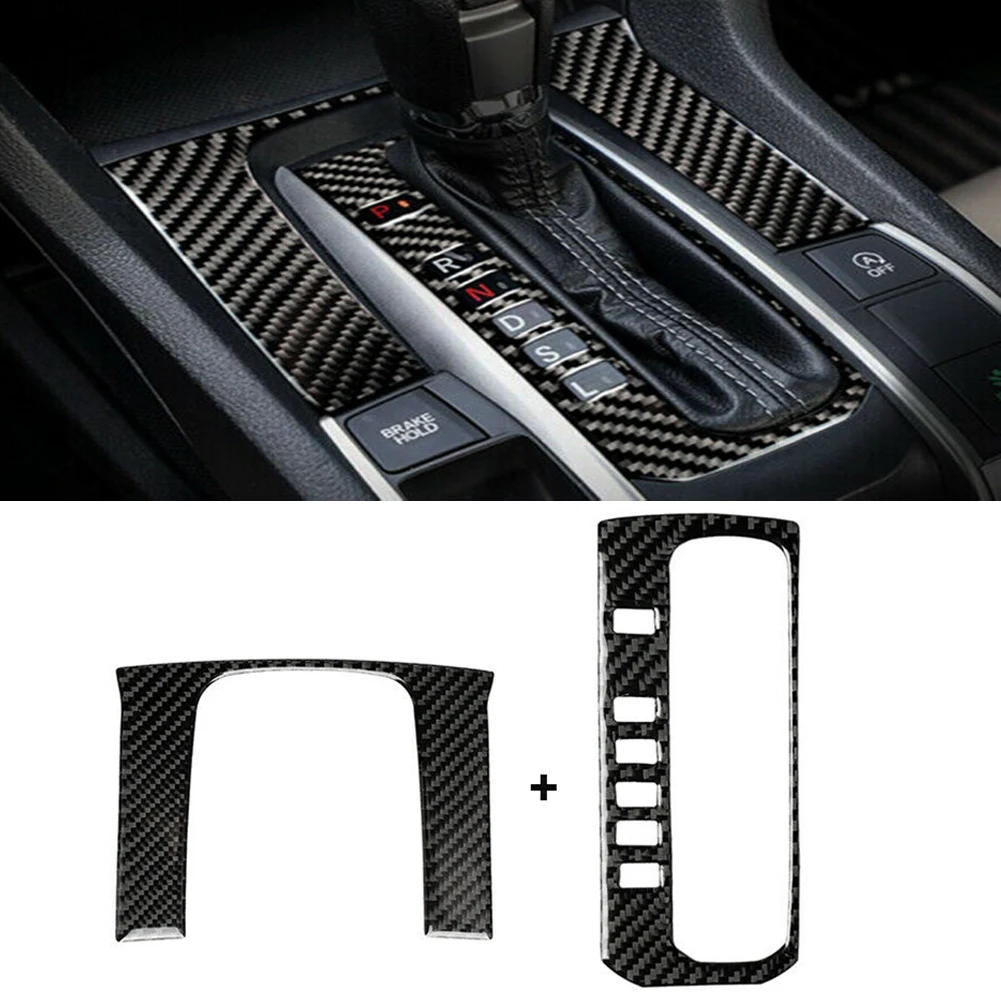 Carbon Fiber Gear Shift Panel Decor Cover Trim Fit For Honda Civic 10th 2016-19