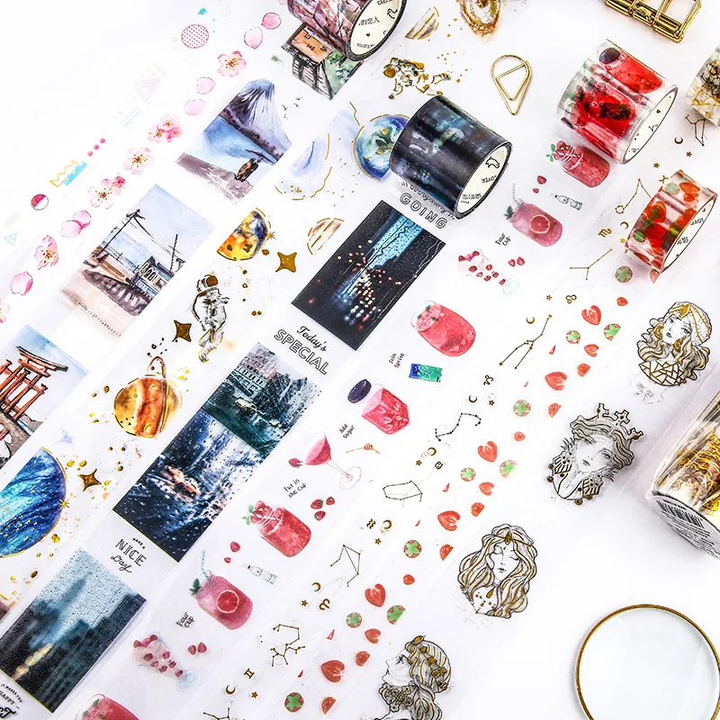 

3 pcs/lot Parallel Universe transparent Washi Tape Set Japanese PET Stickers Scrapbooking Adhesive Gilding Washitape Stationary