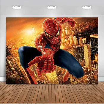 

Spiderman Backdrop for Photography Children Cartoon photo background birthday party decoration banner superhero photobooth prop