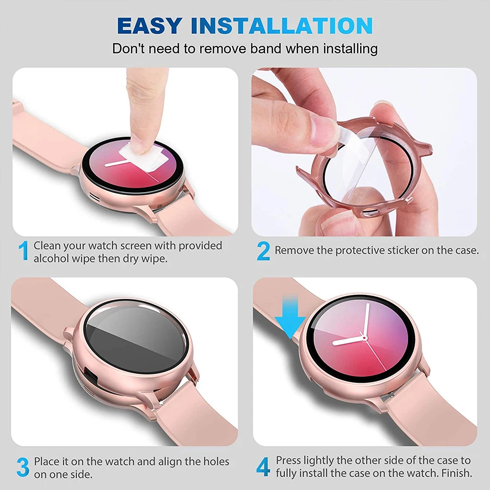 Samsung Galaxy Watch Active 2 Screen Protector Case 44mm Bumper Full Around Cover for Samsung Galaxy Watch Active2 40mm