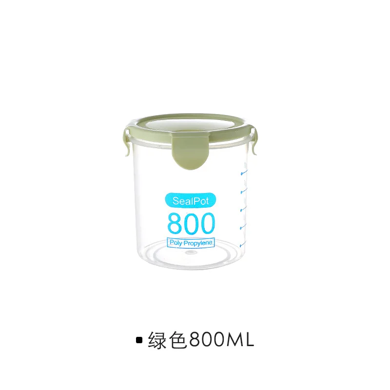 800ml Green 600-1500 мл контейнер для сохранения пищевых продуктов Твердые крупы банка для зерна весы бутылки свежий горшок кухонные банки для хранения закрывающаяся коробка бак - Цвет: 800ml Green