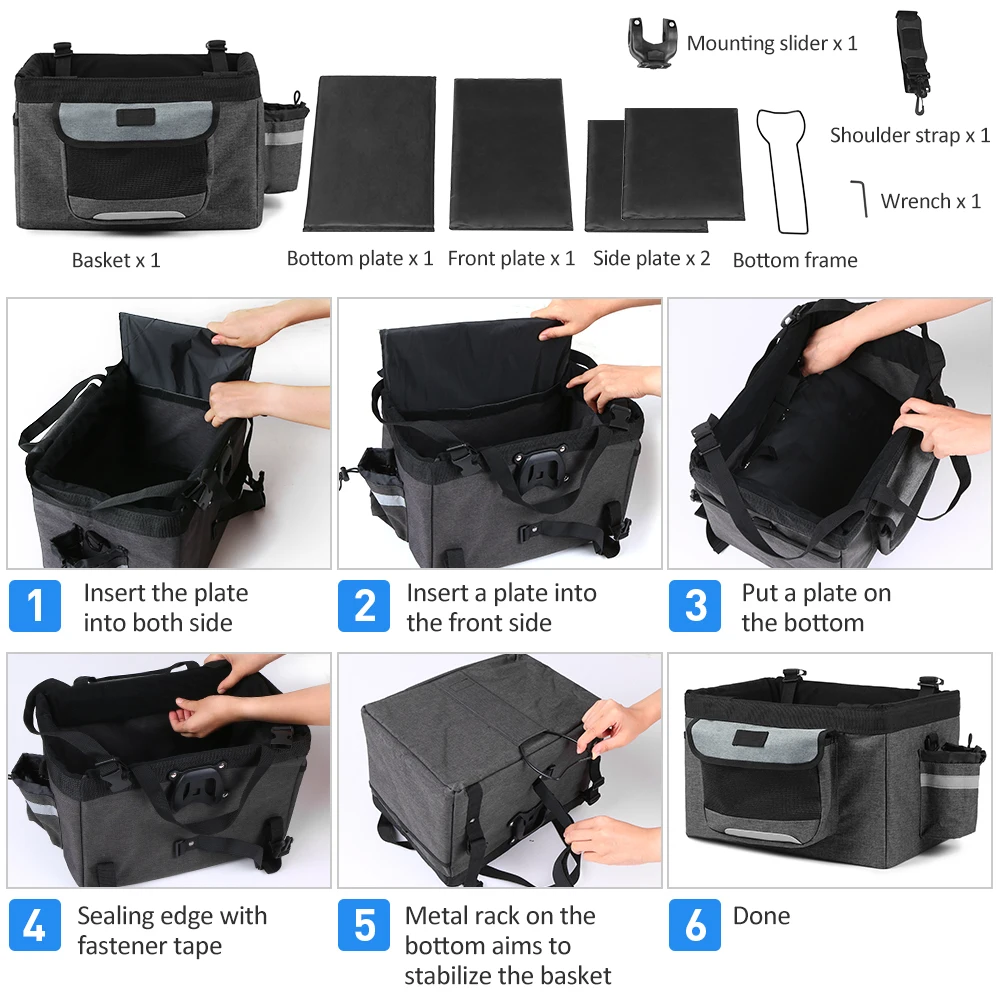 Excellent Lixada Foldable Bicycle Front Basket Large Capacity Multifunction Detachable Bike Pet Basket Carrier Camping Outdoor Cycling 6