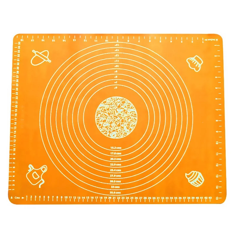Orange 50x40 Силиконовый коврик для выпечки для духовки, весы, коврик для раскатки теста, ролик для помадки коврик для мучных изделий, антипригарные инструменты для приготовления пищи - Цвет: Orange 50x40