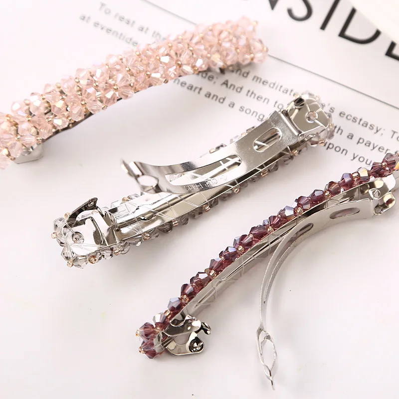 1Pcs Bling Crystal Hairpins Headwear for Women Girls Rhinestone Hair Clips Pins Barrette Styling Tools Accessories 7 Colors