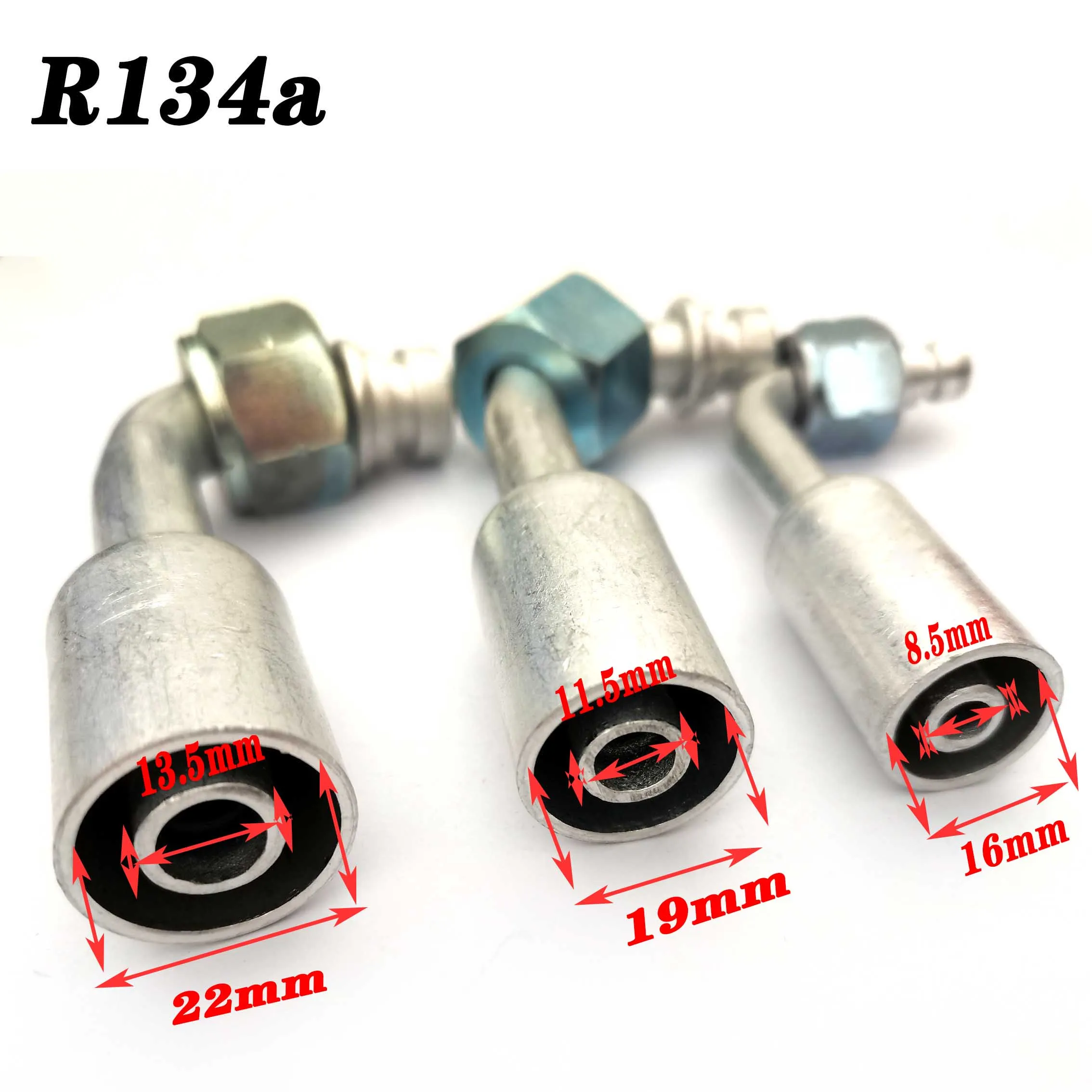 # 6 # 8 10 R134a 90 Degree with R134a Aluminum Sleeve Barb O-Ring Thread for Auto A/C Air Conditioning Lower Barrier Hose