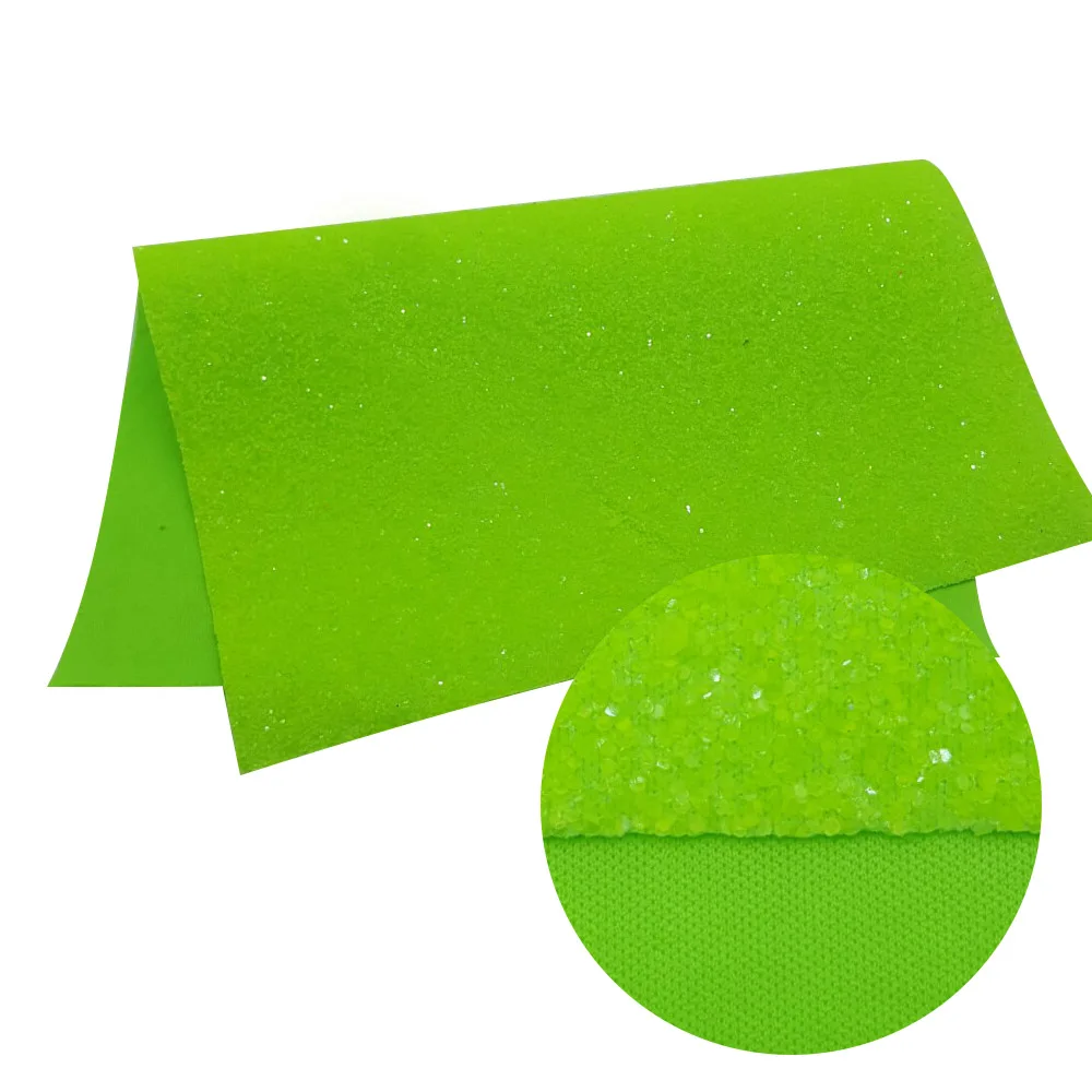 2 Sizes Neon Glitter Fabric Sheets Leather Hair bow Accessories Materials DIY HandBag Shoes Home Texile Synthetic Leather Fabric - Цвет: green