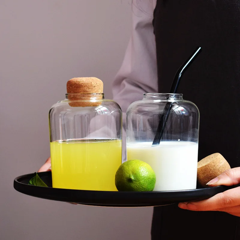 

500ml Cork Stopper Glass Bottle Snack cans Milk Juice Bottle Transparent Storage Can Sealed Tea Coffee Storage Tank Glass Jar