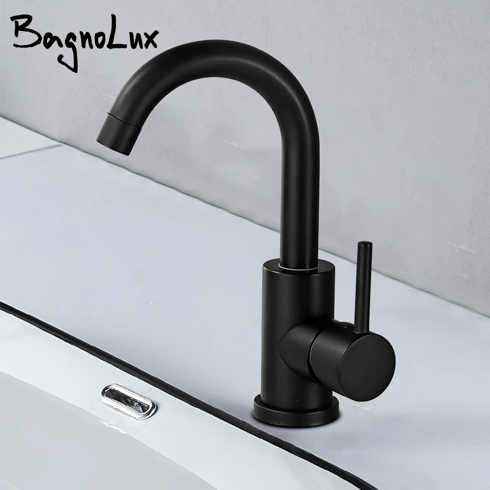 Basin Faucet Basin Faucet Matte Black Single Handle Deck Mount One Hole Bathroom Sink Mixer Tap Brushed Gold With Lever