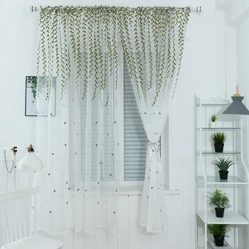 

1Pcs Beautiful Wicker Embroidery Tulle Curtain Perspective Curtain Window Decor for Living Room Bedroom Screen Window Screening