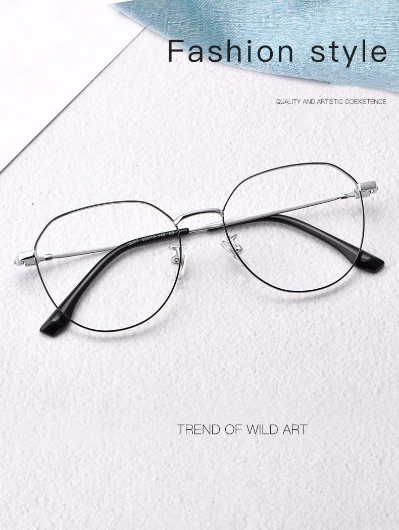 blue light glasses women Pure Titanium Retro Glasses Frame Men And Women Ultralight Round Frame Anti Blue Light Plain Myopia Optical Glasses Frame 58007 clear blue light glasses