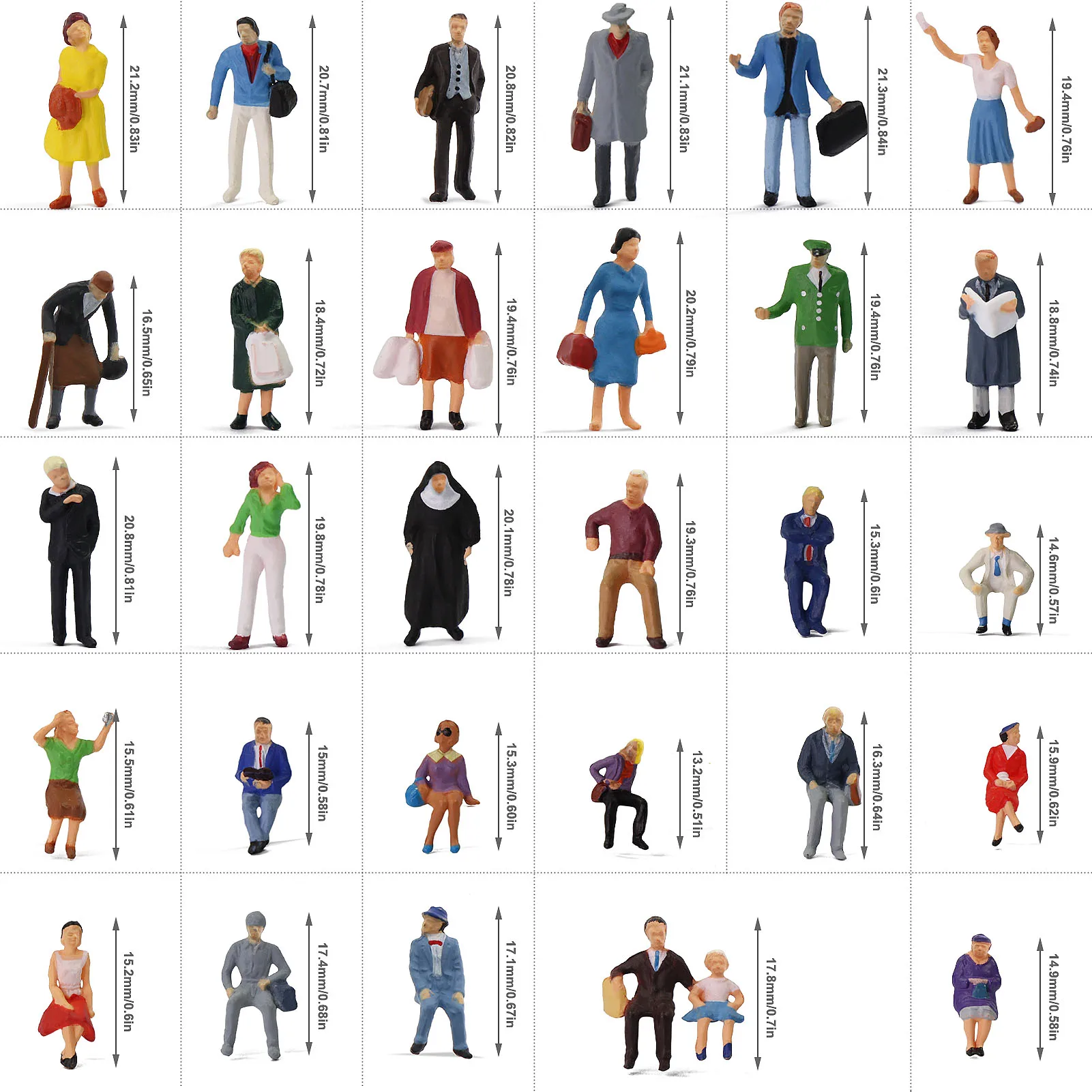 Details about   72pcs HO scale 1:87 Seated and Standing People Figures Passengers P8717 